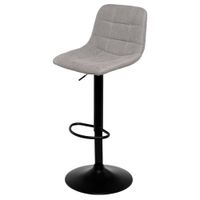 taburete elevable con asiento gris claro y patas negras