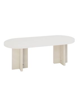 Mesa de centro de microcemento en tono blanco roto de 120x40cm