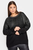 yours jersey negro de punto efecto metalico mujer curvy y tallas grandes yours