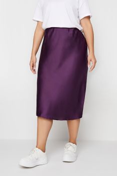 Yours Falda Midi Morada Satinada, Mujer Curvy Y Tallas Grandes, Yours