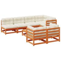set de sofas jardin 8 pzas con cojines madera pino marron cera vidaxl