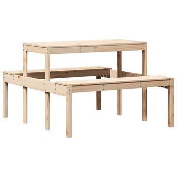 Mesa De Picnic | Mesa De Camping | Mesa De Jardín Madera Maciza De Pino 110x134x75 Cm