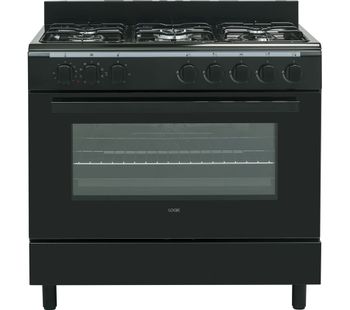 LOGIK LFTG90B18 90 cm Duel Fuel Range Cooker - Black, Black