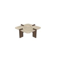 mesa baja de madera poalla - 90 x 90 x 35 cm - travertino