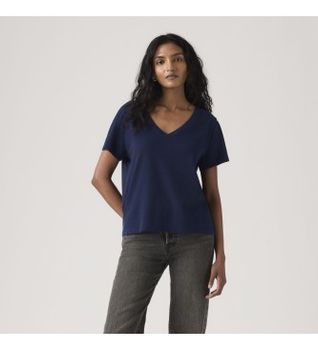 Levi's para mujer. 005J6-0016 Camiseta Favorite de pico marino (S), Casual, Algodón, Manga corta
