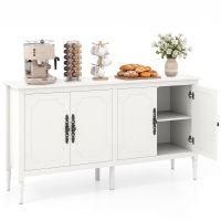 costway aparador de 4 puertas con gran almacenamiento patas de madera y estantes para salon moderno resistente 148 x 395 x 805 cm blanco