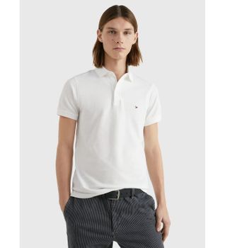 Tommy Hilfiger para hombre. MW0MW17771 Polo 1985 Slim blanco (S), Casual, Manga corta, Algodón Orgánico, Sostenible