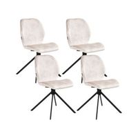 conjunto de 2 sillas de comedor modernas de terciopelo con patas de hierro negras recubrimiento en polvo 180 giratorio beige claro morrison