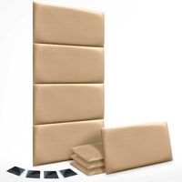 dhome juego de 8 paneles tapizados de polipiel premium pack autoadhesivos para pared acusticos absorbentes proteccion champan 50x30cm x8