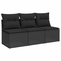 sofa de jardin de 3 plazas  sofa de exterior con cojines de ratan pe en negro