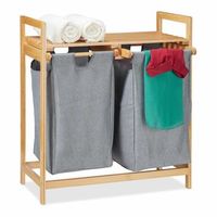 cesta para la ropa con 2 compartimentos natural 70 cm