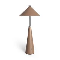 lampara de mesa led portatil cuero y metal con bateria usb recargable tyu tule marron