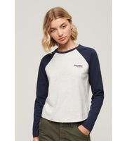 superdry para mujer w6011805a camiseta de beisbol con logotipo essential gris s casual manga larga algodon organico sostenible
