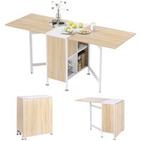 homcom mesa comedor plegable multifuncional con 4 compartimentos espacio reducido salon madera 3 formas ahorro de espacio   aosom espana
