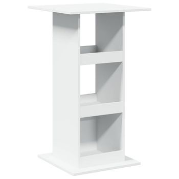 Mesa Bar Con Almacenaje Madera Ingeniería Blanca 60x60x102 Cm