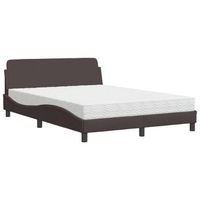 cama con colchon tela marron oscuro 140x190 cm