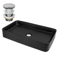 lavabo incl desague sin rebosadero 68x38x12 cm ceramica negra ml-design