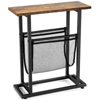 costway mesita auxiliar industrial mesita lateral de 2 niveles mesa baja rustica para espacios estrechos red porta revistas mesita para sofa retro