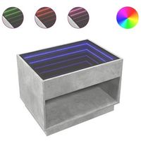 mesa de cafe - mesa de centro con infinity led gris hormigon 70x50x50 cm