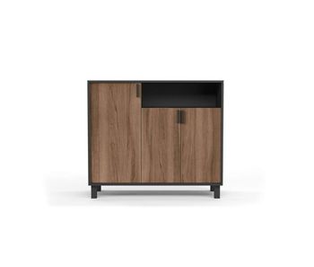 Recibidor zapatero 3 puertas modelo 520 acabado grafito puertas nogal 88x100x37 cm