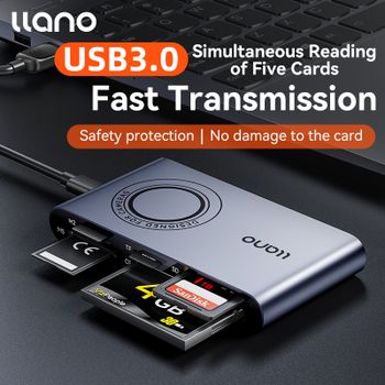 LLano-lector de tarjetas 5 en 1, adaptador de conector de transmisión de alta velocidad, USB 3,0, compatible con Micro SD/Micro SDXC/SDHC/MMC/MS Pro Duo