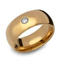 anillo de tungsteno chapado en oro circonita