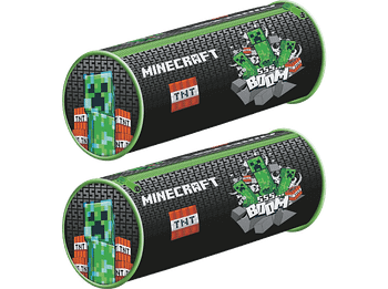 Estuche - Pyramid Minecraft (Tnt Boom) Barrel, Negro y verde