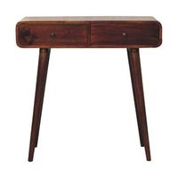mesa de recibidor de madera maciza mueble artesanal castano curvado