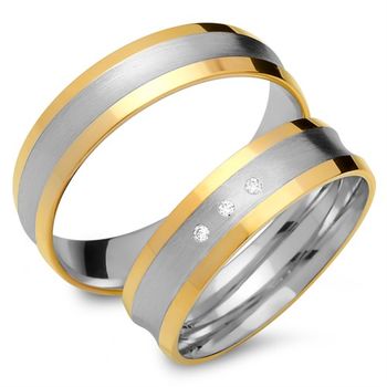 Alianzas 8 quilates oro amarillo-blanco 3 diamantes