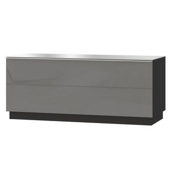 Mueble De Tv De 120 Cm Colección Zante Con 1 Puerta. Color Negro Y Gris Brillante.