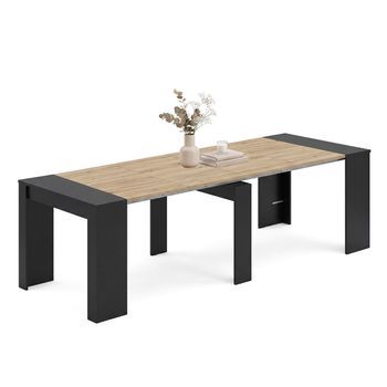 Mesa Consola Extensible 50-235x90 Cm Denis Negro Mate - Alpine Oak 51 X 78 X 90 Cm