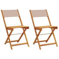 pack 2 uds silla de jardin  sillas de bistro madera maciza acacia y tela gris taupe