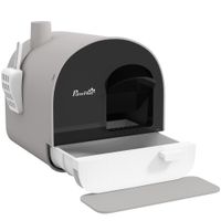 pawhut arenero para gatos caja de arena cerrada para gatos con bandeja extraible pala y filtro 43x44x47 cm gris   aosom espana