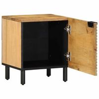 mesita de noche 33x40x46 cm acabado marron desierto de mango con frente cnc madera trabajada metal - marron