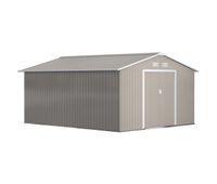 outsunny caseta de jardin exterior 124 m 340x386x200 cm cobertizo de jardin exterior metalico con puertas dobles con cerradura kit de fundacion y ventilacion para almacenaje bicicletas gris claro