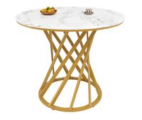 mesa de comedor fija redonda 80 cm de mdfblancodorado
