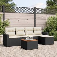 conjunto de sofas de jardin 6 uds  mueble jardin mesa y sillas y cojines ratan sintetico negro cfw272853