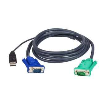 Cable KVM USB ATEN 3 en 1 SPHD 1,2 m VGA HD-15 USB A Negro