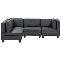 sofa modular esquinero moderno 4 plazas tapizado piel sintetica patas negras respaldo acolchado derecho negro unstad