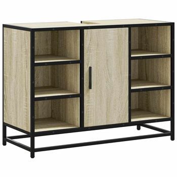 Mueble De Baño | Armario Lavabo Baño Madera Ingeniería Roble Sonoma 80x33x60 Cm
