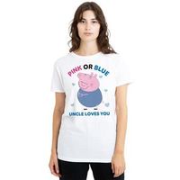 dessins animes camiseta pink or blue uncle pig loves you para mujer
