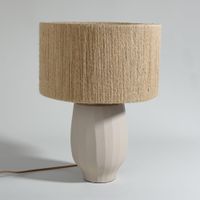 lampara de mesa de gres beige y yute alt 46 cm