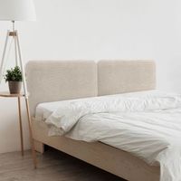 dhome cabecero tapizado en pana liso redondeado para pared acusticos cabeceros absorbentes cabezal cama dormitorio beige 160cm dual