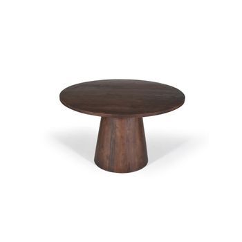Mesa Redonda Colección Franchia En Madera Exótica De Mangolia Marrón Diámetro 130 Cm.