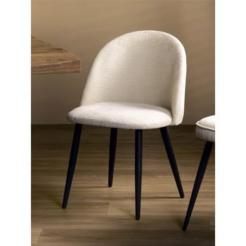 Silla Egina Clasic Beige Con Patas Negras 51x51x75 Cms