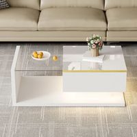 mesa de centro blanca de alto brillo 90 x 50 cm led de 16 colores
