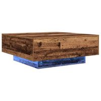 mesa de cafe  mesa de centro madera antigua y azul 80 x 80 x 31 cm