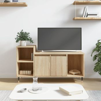 Mueble Tv | Mueble De Salón | Armario Tv Madera Contrachapada Roble Sonoma 100x35x55 Cm Cfw779115