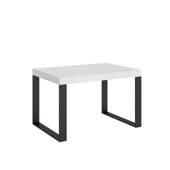 Mesa Extensible 140/400x90 Cm Tecno Premium Fresno Blanco Con Patas Antracita