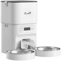 pawhut comedero gato automatico 4l dispensador comida para gatosperros 1-6 comidas al dia 2 cuencos 2 fuentes de alimentacion